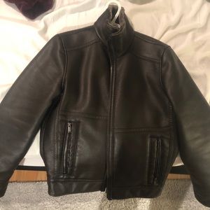Calvin Klein leather jacket with fur